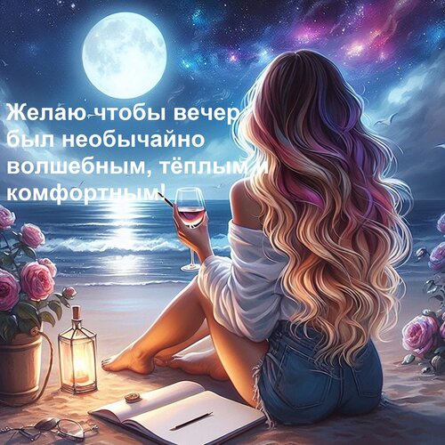Открытка Желаю чтобы вечер был необычайно волшебным, тёплым и комфортным!