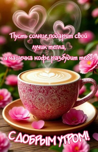 Открытка Пусть солнце подарит свой лучик тепла, а чашечка кофе разбудит тебя!