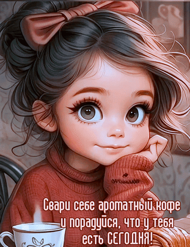 Анимированная открытка Свари себе ароматный кофе и порадуйся, что у тебя есть сегодня!