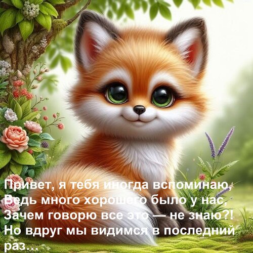 Открытка Привет, я тебя иногда вспоминаю, Ведь много хорошего было у нас, Зачем говорю все это — не знаю?! Но