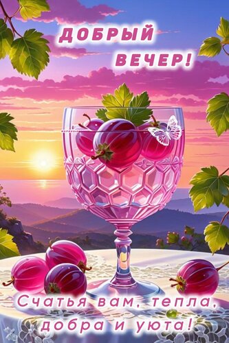 Открытка ДОБРЫЙ ВЕЧЕР!СЧАСТЬЯ ВАМ, ТЕПЛА, ДОБРА И УЮТА!