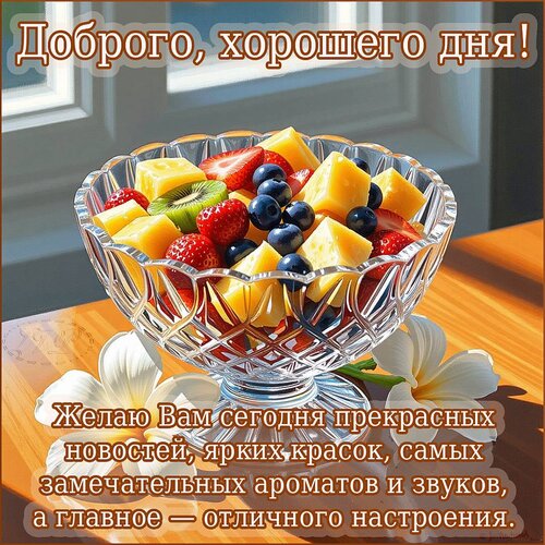 Открытка Доброго, хорошего дня! Желаю Вам сегодня прекрасных новостей, ярких красок, самых замечательных аром