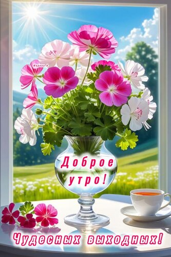 Открытка ДОБРОЕ УТРО! ЧУДЕСНЫХ ВЫХОДНЫХ!