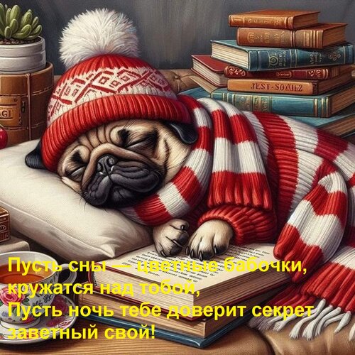 Открытка Пусть сны — цветные бабочки, кружатся над тобой, Пусть ночь тебе доверит секрет заветный свой!