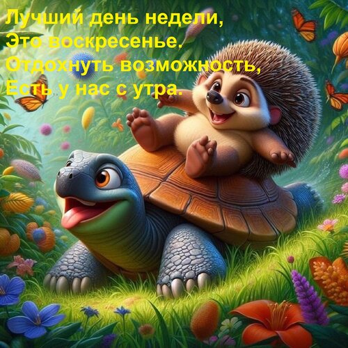Открытка Лучший день недели, Это воскресенье. Отдохнуть возможность, Есть у нас с утра.