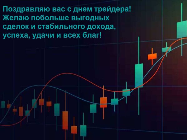 Открытка Поздравляю вас с днем трейдера! Желаю побольше выгодных сделок и стабильного дохода, успеха, удачи и