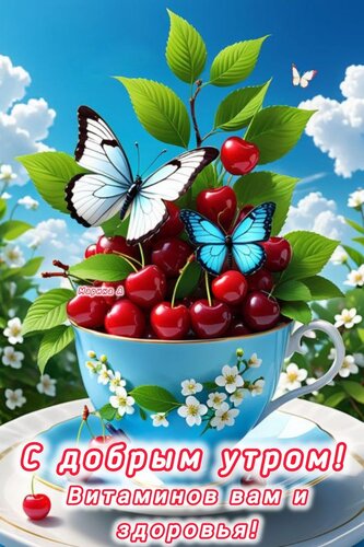 Открытка С ДОБРЫМ УТРОМ! ВИТАМИНОВ ВАМ И ЗДОРОВЬЯ!