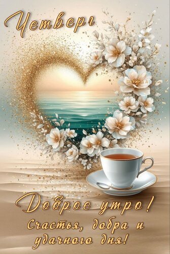 Открытка ДОБРОЕ УТРО! ЧЕТВЕРГ. СЧАСТЬЯ, ДОБРА И УДАЧНОГО ДНЯ!