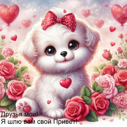 Открытка Друзья мои! Я шлю вам свой Привет!