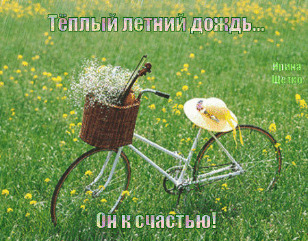 Анимированная открытка Теплый летний дождь, он к счастью!