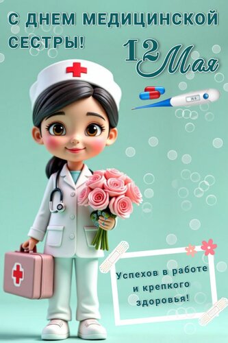 Открытка С ДНЕМ МЕДИЦИНСКОЙ СЕСТРЫ! 12 МАЯ. УСПЕХОВ В РАБОТЕ И КРЕПКОГО ЗДОРОВЬЯ!