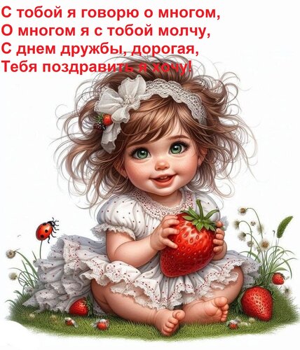 Открытка С тобой я говорю о многом, О многом я с тобой молчу, С днем дружбы, дорогая, Тебя поздравить я хочу!