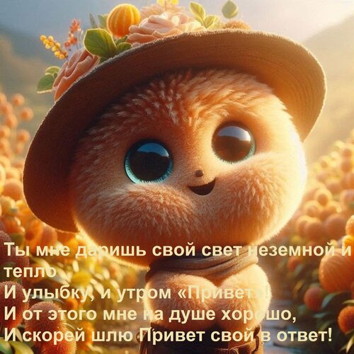 Открытка Ты мне даришь свой свет неземной и тепло И улыбку, и утром «Привет»! И от этого мне на душе хорошо,