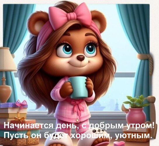 Открытка Начинается день, с добрым утром! Пусть он будет хорошим, уютным.