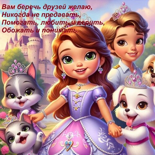 Открытка Вам беречь друзей желаю, Никогда не предавать, Помогать, любить и верить, Обожать и понимать.