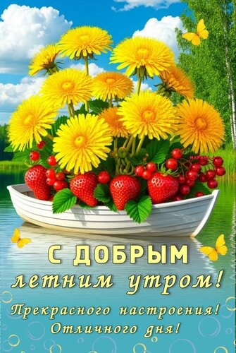 Открытка С ДОБРЫМ ЛЕТНИМ УТРОМ! ПРЕКРАСНОГО НАСТРОЕНИЯ! ОТЛИЧНОГО ДНЯ!