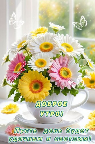 Открытка ДОБРОЕ УТРО! ПУСТЬ ДЕНЬ БУДЕТ УДАЧНЫМ И СВЕТЛЫМ!