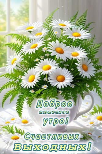 Открытка ДОБРОЕ, ИЮЛЬСКОЕ УТРО! СЧАСТЛИВЫХ ВЫХОДНЫХ!