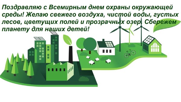 Открытка Поздравляю с Всемирным днем охраны окружающей среды! Желаю свежего воздуха, чистой воды, густых лесо