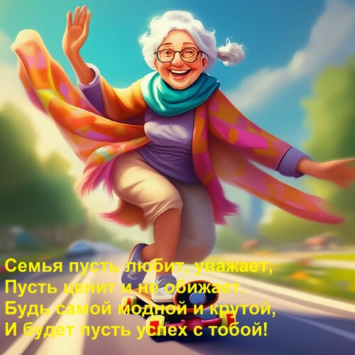 Открытка Семья пусть любит, уважает, Пусть ценит и не обижает. Будь самой модной и крутой, И будет пусть успе