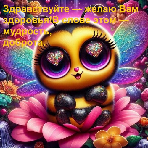 Открытка Здравствуйте — желаю Вам здоровья! В слове этом — мудрость, доброта.