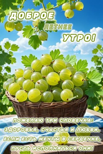 Открытка ДОБРОЕ, ЛЕТНЕЕ УТРО! ПОЖЕЛАЮ ТРИ СЛОВЕЧКА:ЗДОРОВЬЯ, СЧАСТЬЯ И ЛЮБВИ. ЕСЛИ ЕСТЬ МЕЧТЫ В СЕРДЕЧКЕ, ПУС