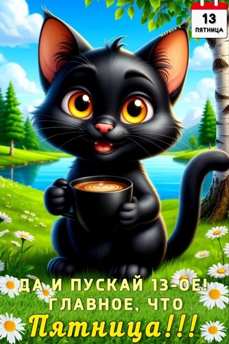 Открытка ПЯТНИЦА 13. ДА И ПУСКАЙ 13 - ОЕ! ГЛАВНОЕ, ЧТО ПЯТНИЦА!!!