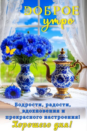 Открытка ДОБРОЕ УТРО! БОДРОСТИ, РАДОСТИ, ВДОХНОВЕНИЯ И ПРЕКРАСНОГО НАСТРОЕНИЯ! ХОРОШЕГО ДНЯ!