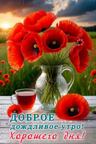 Открытка ДОБРОЕ ДОЖДЛИВОЕ УТРО! ХОРОШЕГО ДНЯ!