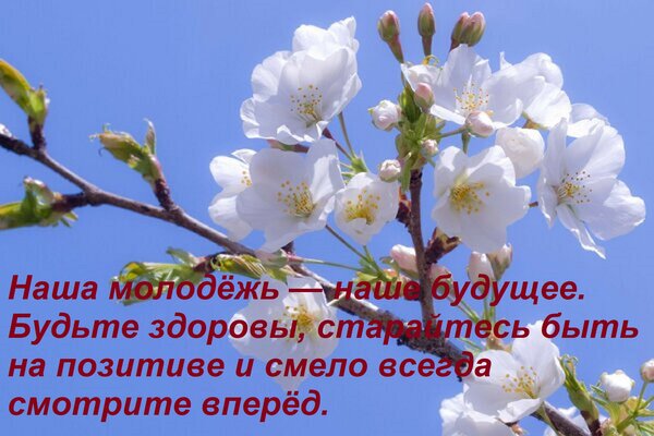 Открытка Наша молодёжь — наше будущее. Будьте здоровы, старайтесь быть на позитиве и смело всегда смотрите вп