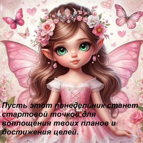 Открытка Пусть этот понедельник станет стартовой точкой для воплощения твоих планов и достижения целей.