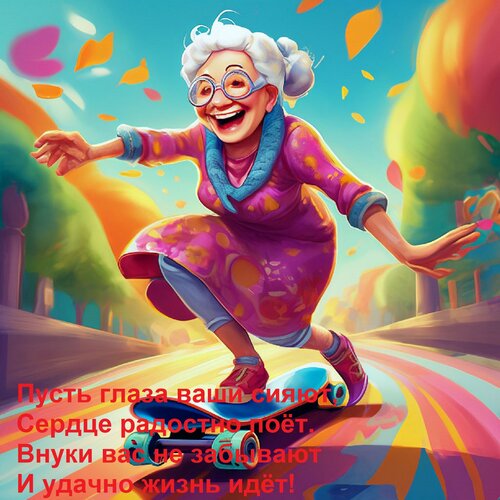 Открытка Пусть глаза ваши сияют, Сердце радостно поёт. Внуки вас не забывают И удачно жизнь идёт!