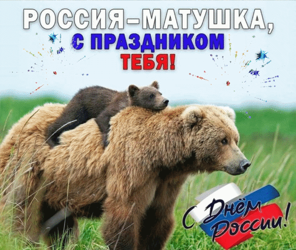 Анимированная открытка Россия-Матушка, с праздником тебя! С Днем России!