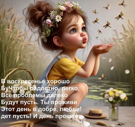 Открытка В воскресенье хорошо Будет пусть! И день прошел Чтобы радостно, легко, Все проблемы далеко Будут пус