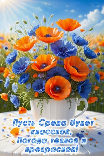 Открытка ПУСТЬ СРЕДА БУДЕТ КЛАССНОЙ, ПОГОДА ТЕПЛОЙ И ПРЕКРАСНОЙ!