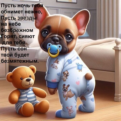Открытка Пусть ночь тебя обнимет нежно, Пусть звезды на небе безбрежном Горят, сияют для тебя. Пусть сон твой