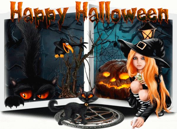 Анимированная открытка Хэллоуин