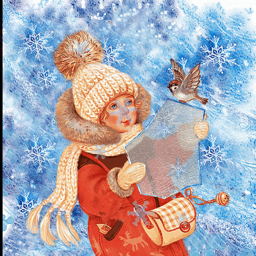 Анимированная открытка Привет зима!