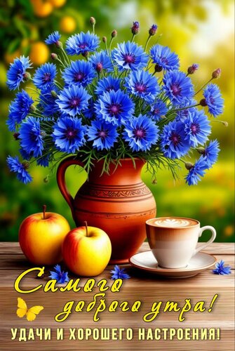 Открытка САМОГО ДОБРОГО УТРА! УДАЧИ И ХОРОШЕГО НАСТРОЕНИЯ!
