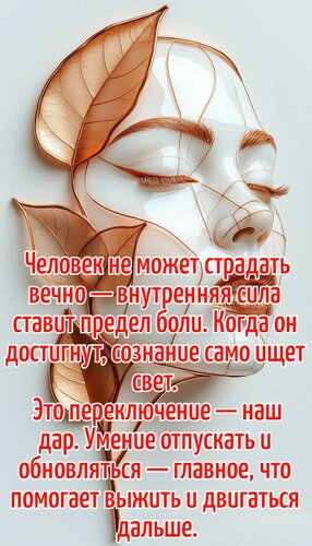 Открытка Человек не может страдать вечно – внутренняя сила ставит предел боли.Когда он достигнут, сознание с.