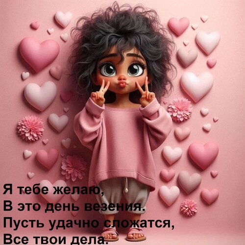 Открытка Я тебе желаю, В это день везения. Пусть удачно сложатся, Все твои дела.