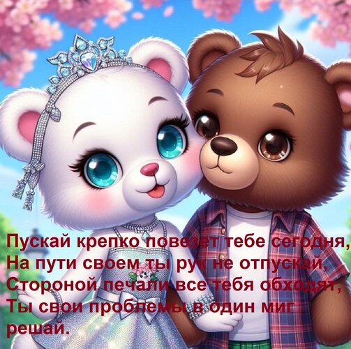 Открытка Пускай крепко повезет тебе сегодня, На пути своем ты рук не отпускай, Стороной печали все тебя обход