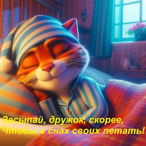 Открытка Засыпай, дружок, скорее, Чтобы в снах своих летать!