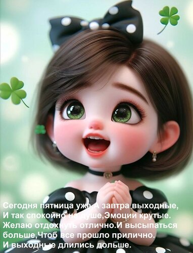 Открытка Сегодня пятница уже, А завтра выходные, И так спокойно на душе, Эмоции крутые. Желаю отдохнуть отлич