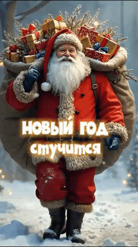 Анимированная открытка Новый год стучится, открывайте двери! Пусть же в нем случится все, во что мы верим!