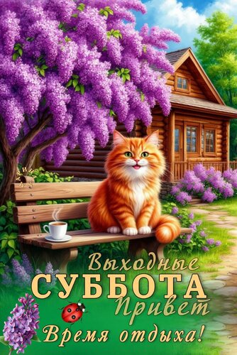 Открытка ВЫХОДНЫЕ ПРИВЕТ. СУББОТА. ВРЕМЯ ОТДЫХА!