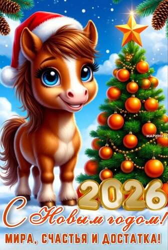Открытка С НОВЫМ ГОДОМ! МИРА, СЧАСТЬЯ И ДОСТАТКА!