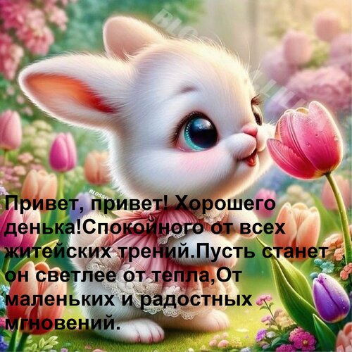 Открытка Привет, привет! Хорошего денька! Спокойного от всех житейских трений. Пусть станет он светлее от теп