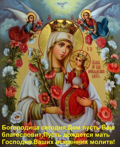 Открытка Богородица сегодня Дом пусть Ваш благословит, Пусть дождется мать Господня Ваших искренних молитв!