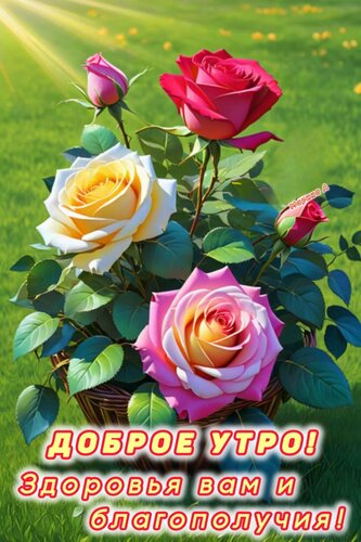 Открытка ДОБРОЕ УТРО! ЗДОРОВЬЯ ВАМ И БЛАГОПОЛУЧИЯ!